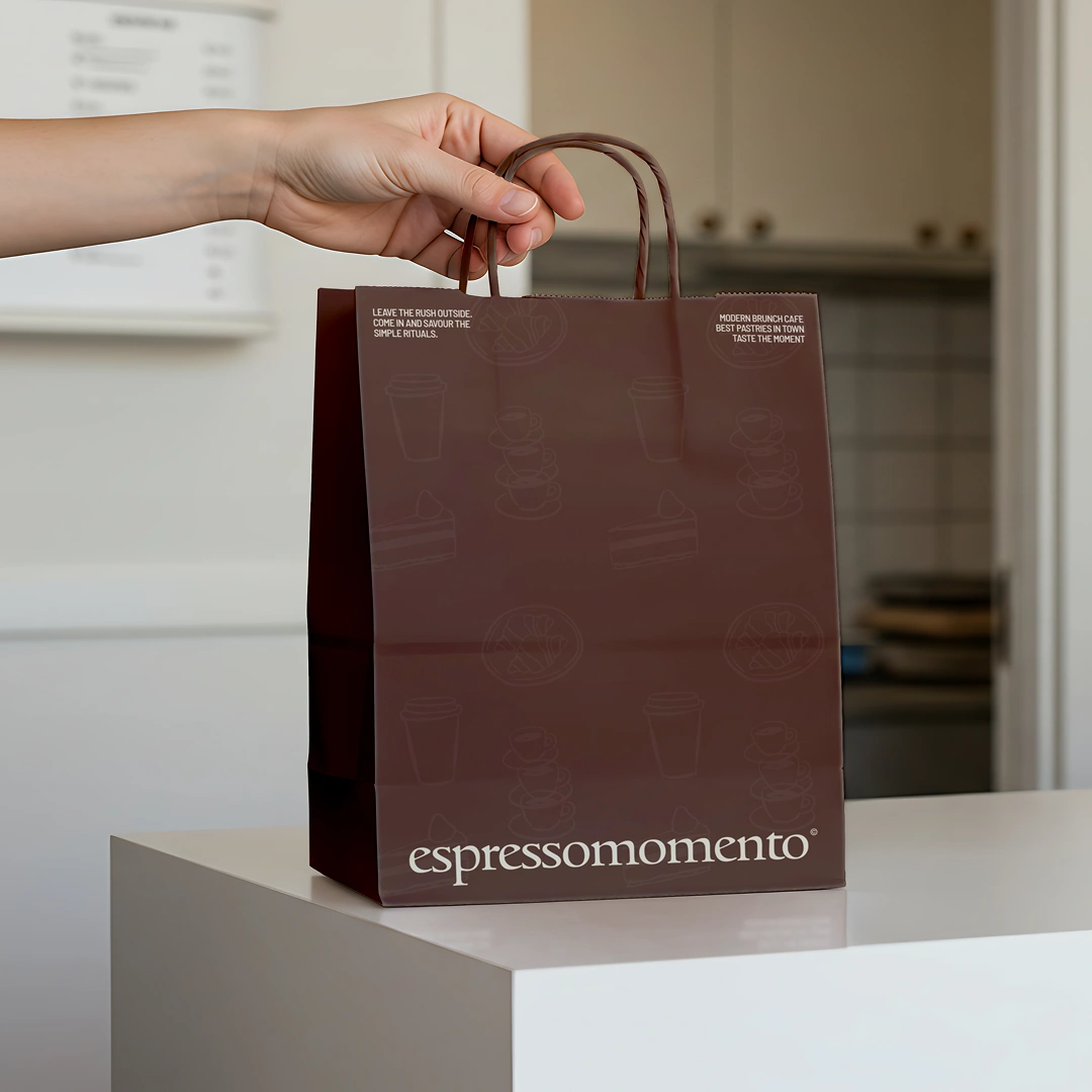 Café branding & visual identity for Espresso Momento: Testing the identity where people would see it by Nejc Ovnik (NEITS)