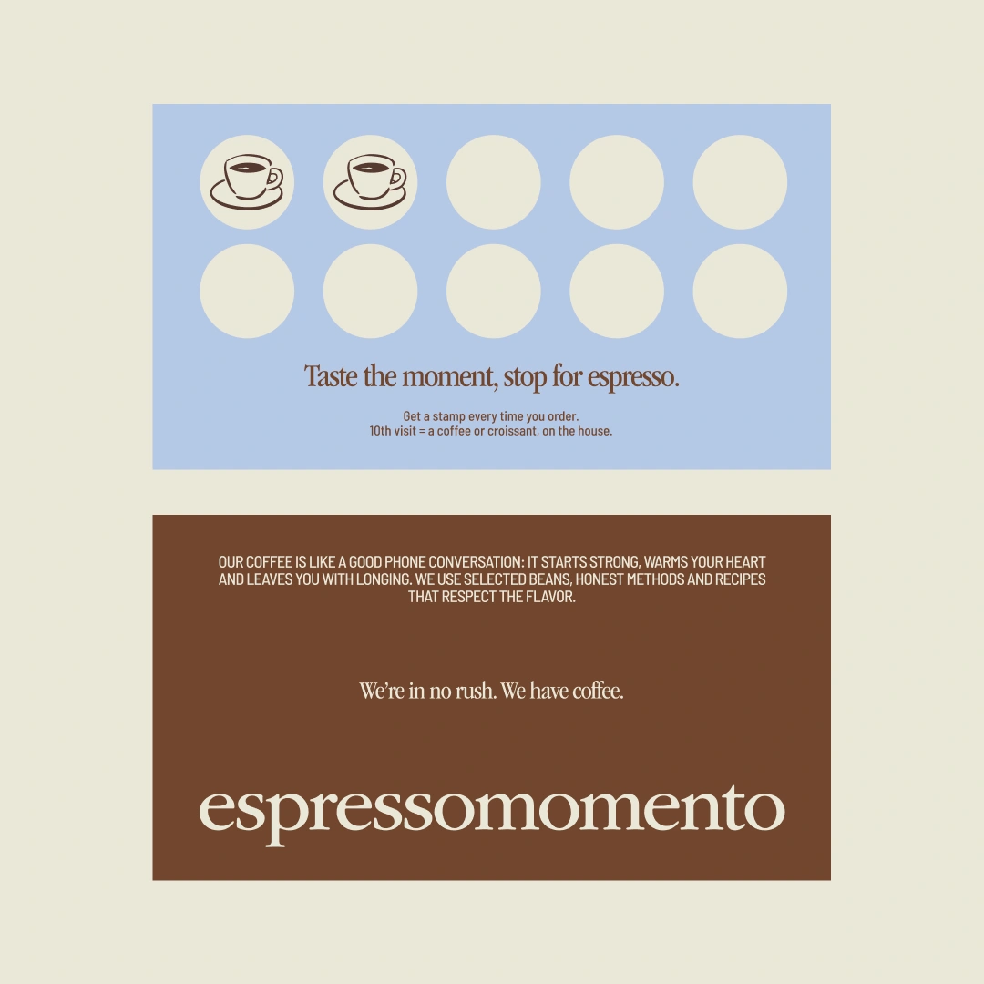 Café branding & visual identity for Espresso Momento: Testing the identity where people would see it by Nejc Ovnik (NEITS)