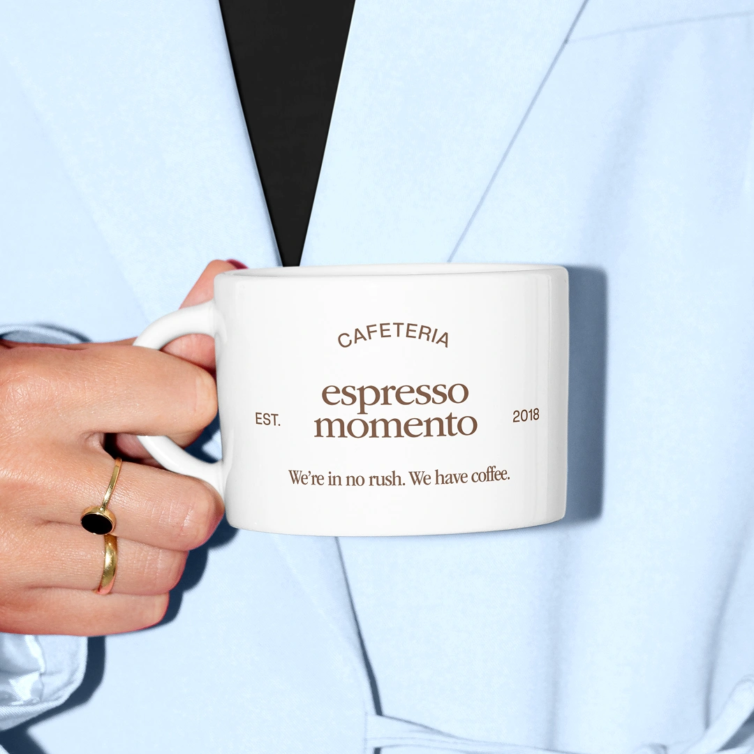 Café branding & visual identity for Espresso Momento: Testing the identity where people would see it by Nejc Ovnik (NEITS)