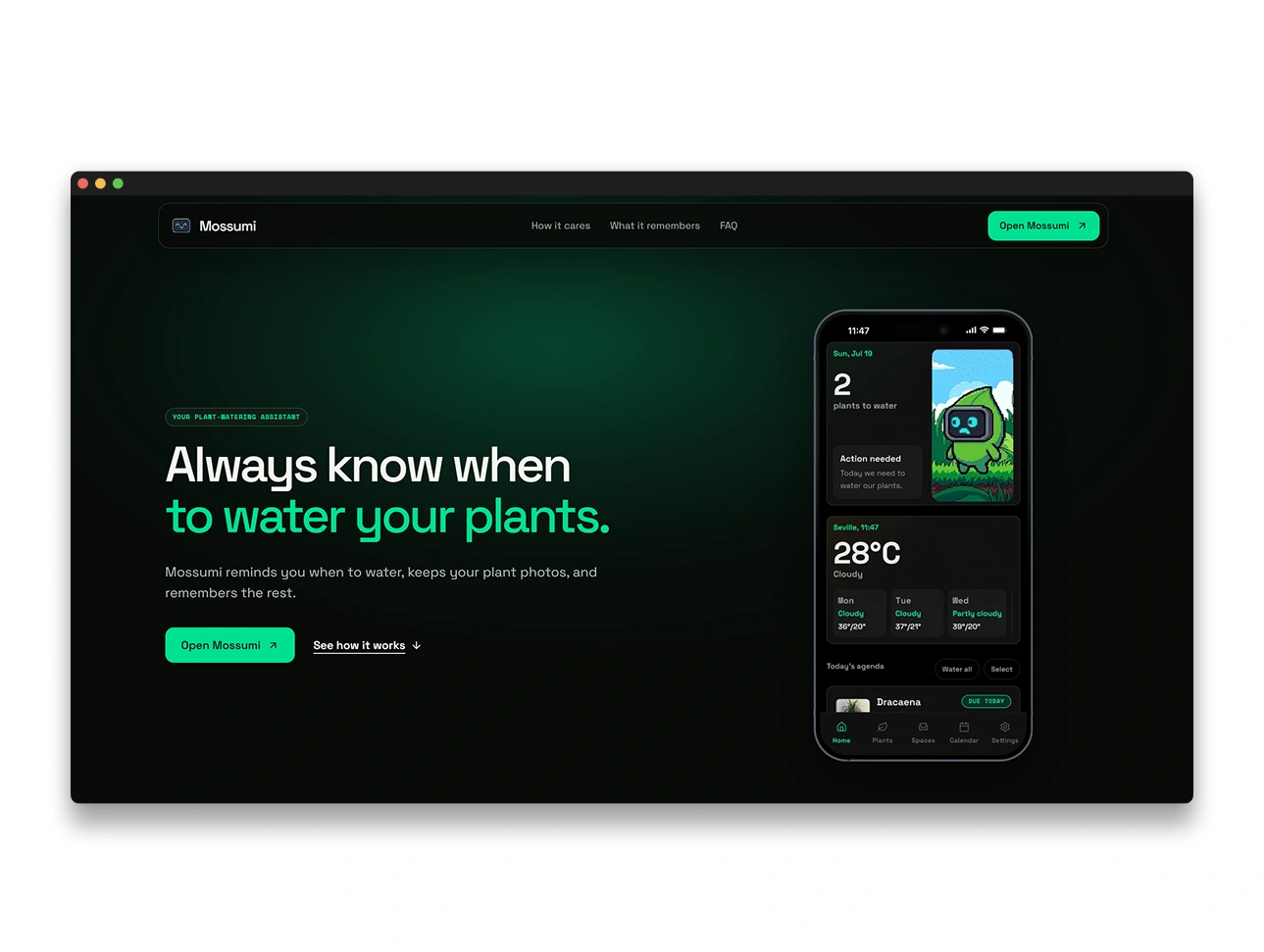 Mossumi plant care app design and development: Explaining the app on the web by Nejc Ovnik (NEITS)