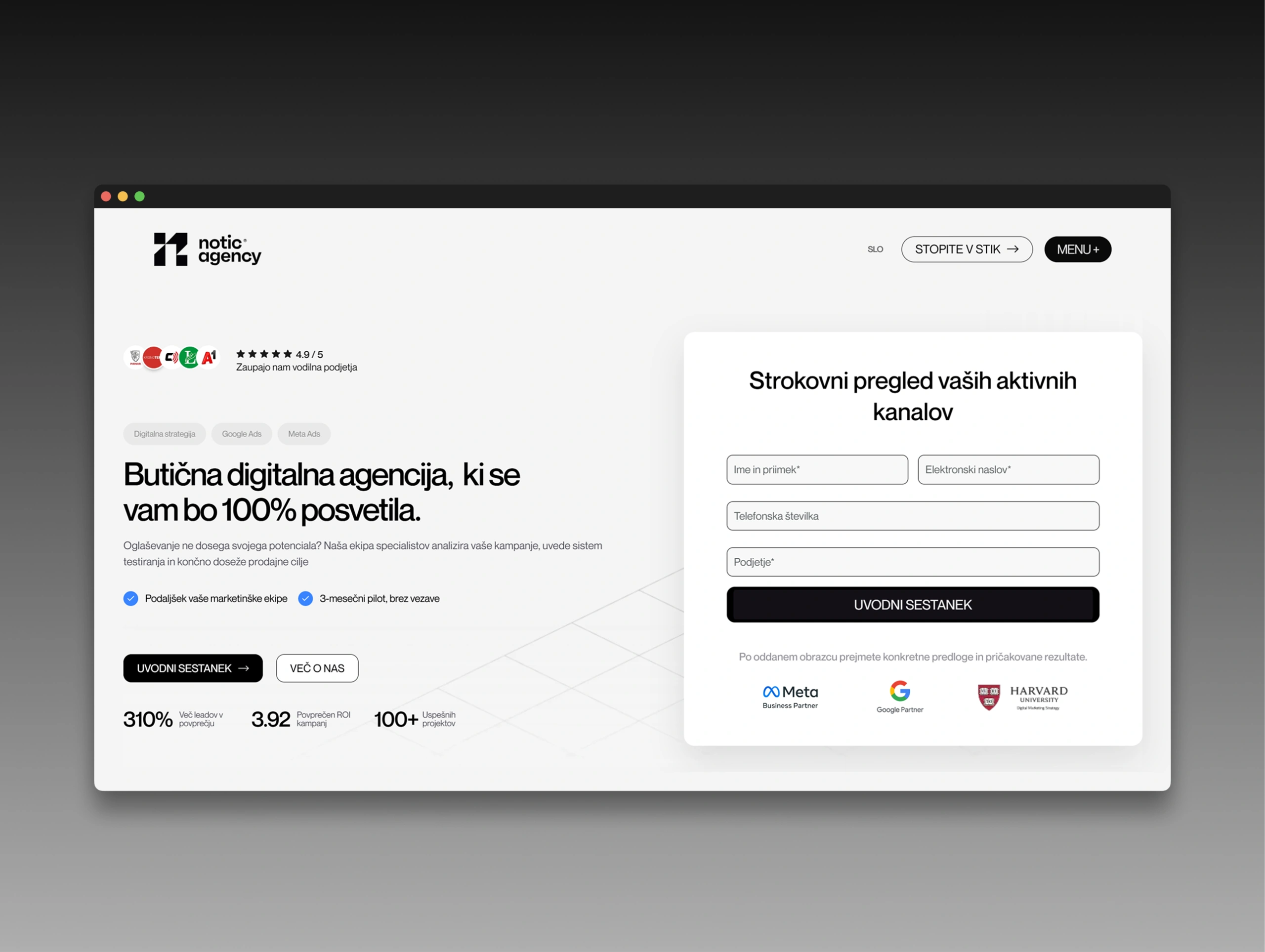 B2B lead generation landing pages for Notic Agency: Building a responsive landing page by Nejc Ovnik (NEITS)