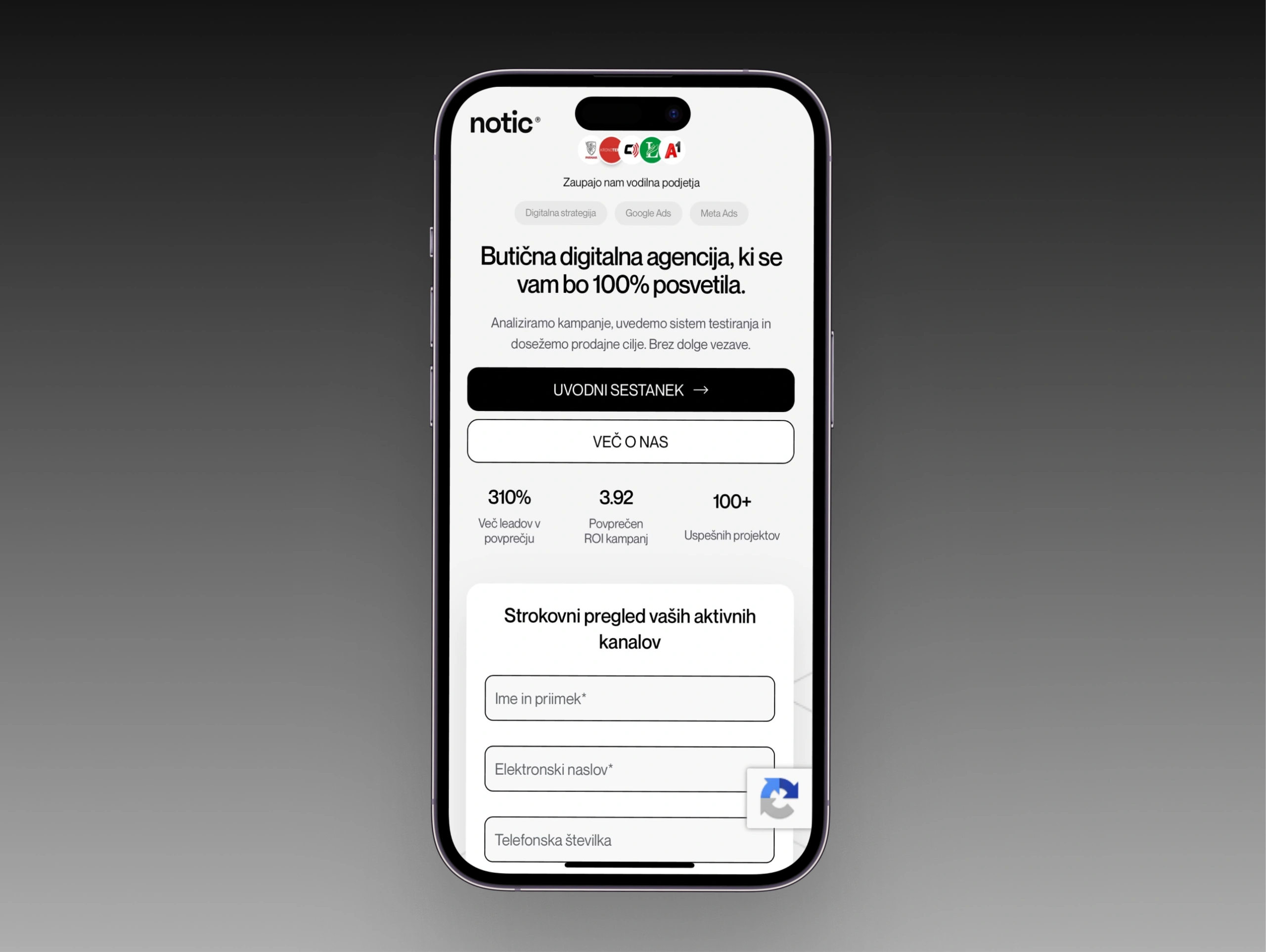 B2B lead generation landing pages for Notic Agency: Building a responsive landing page by Nejc Ovnik (NEITS)