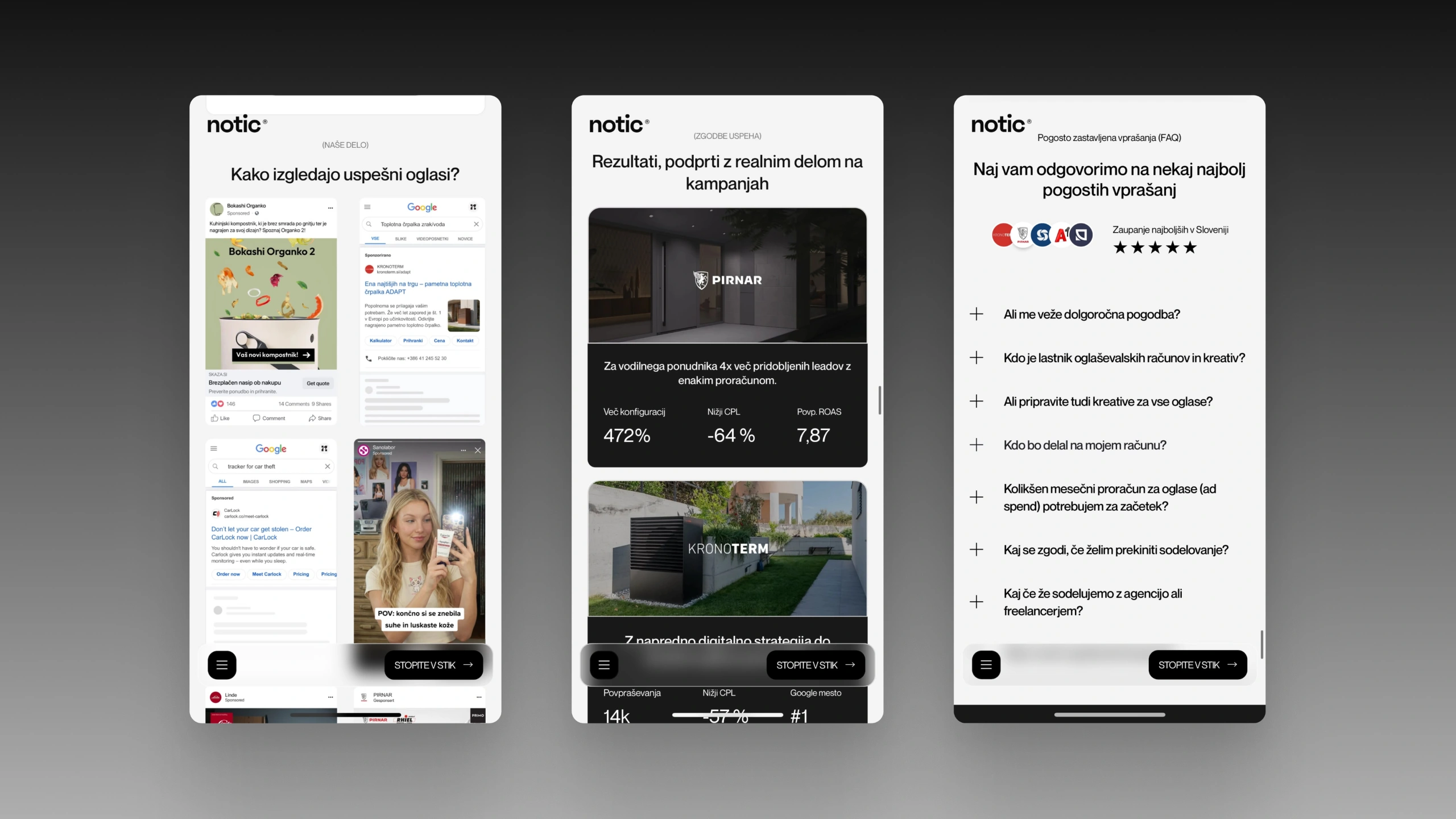 Designing B2B lead generation landing pages for Notic Agency — Case Study Showcase by Nejc Ovnik (Neits)