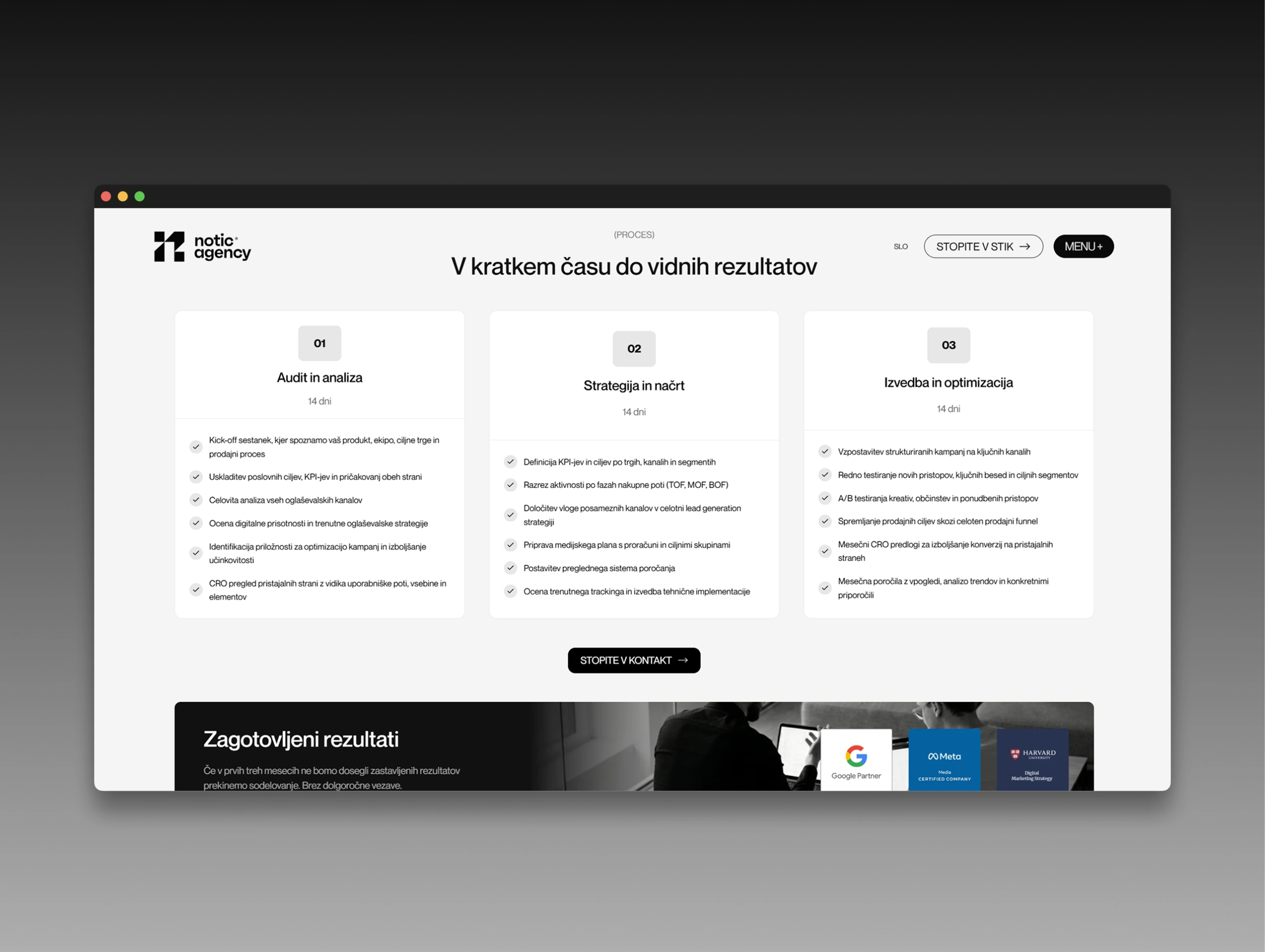Designing B2B lead generation landing pages for Notic Agency — Case Study Showcase by Nejc Ovnik (Neits)