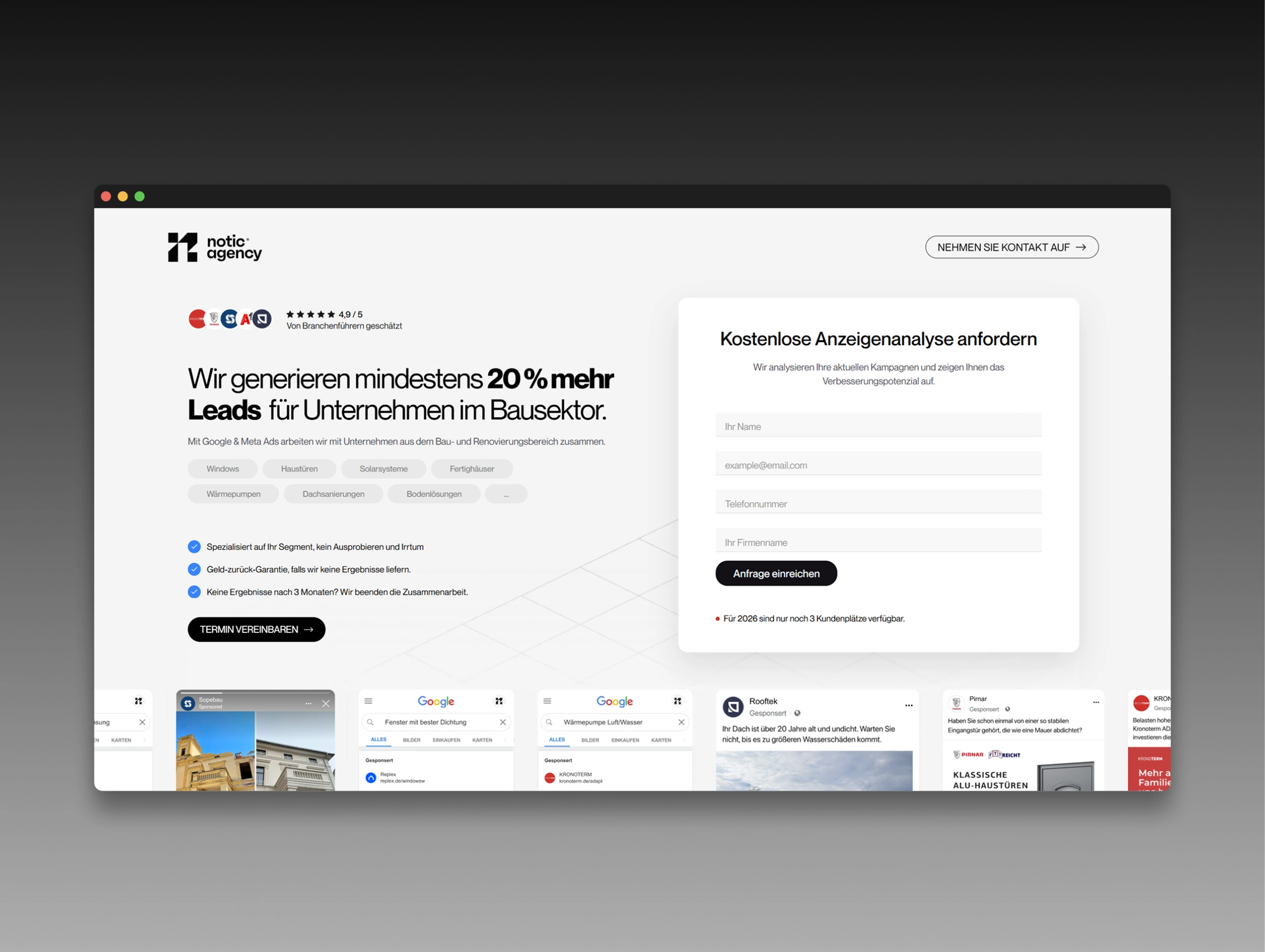 Designing B2B lead generation landing pages for Notic Agency — Case Study Showcase by Nejc Ovnik (Neits)