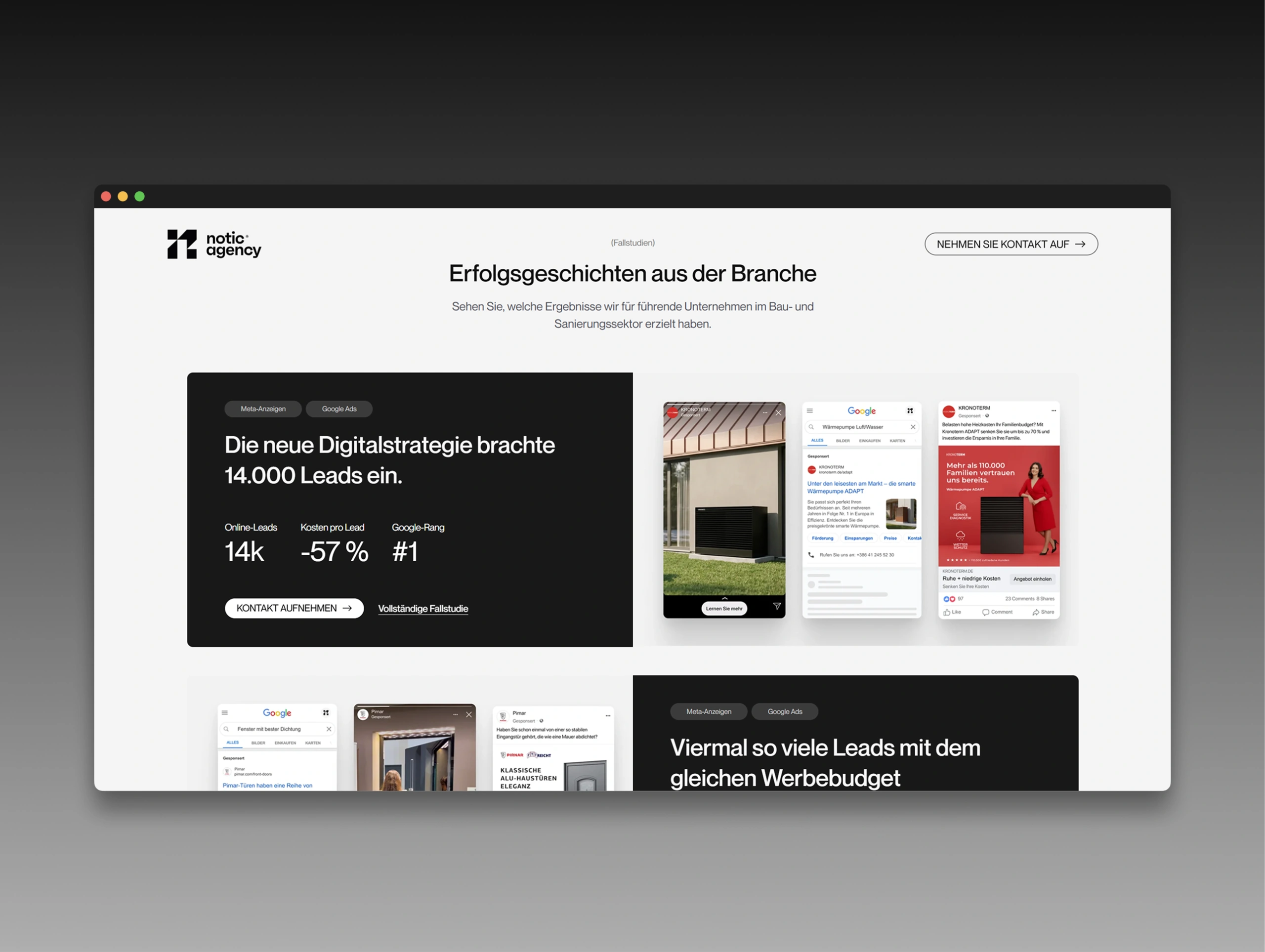 Designing B2B lead generation landing pages for Notic Agency — Case Study Showcase by Nejc Ovnik (Neits)
