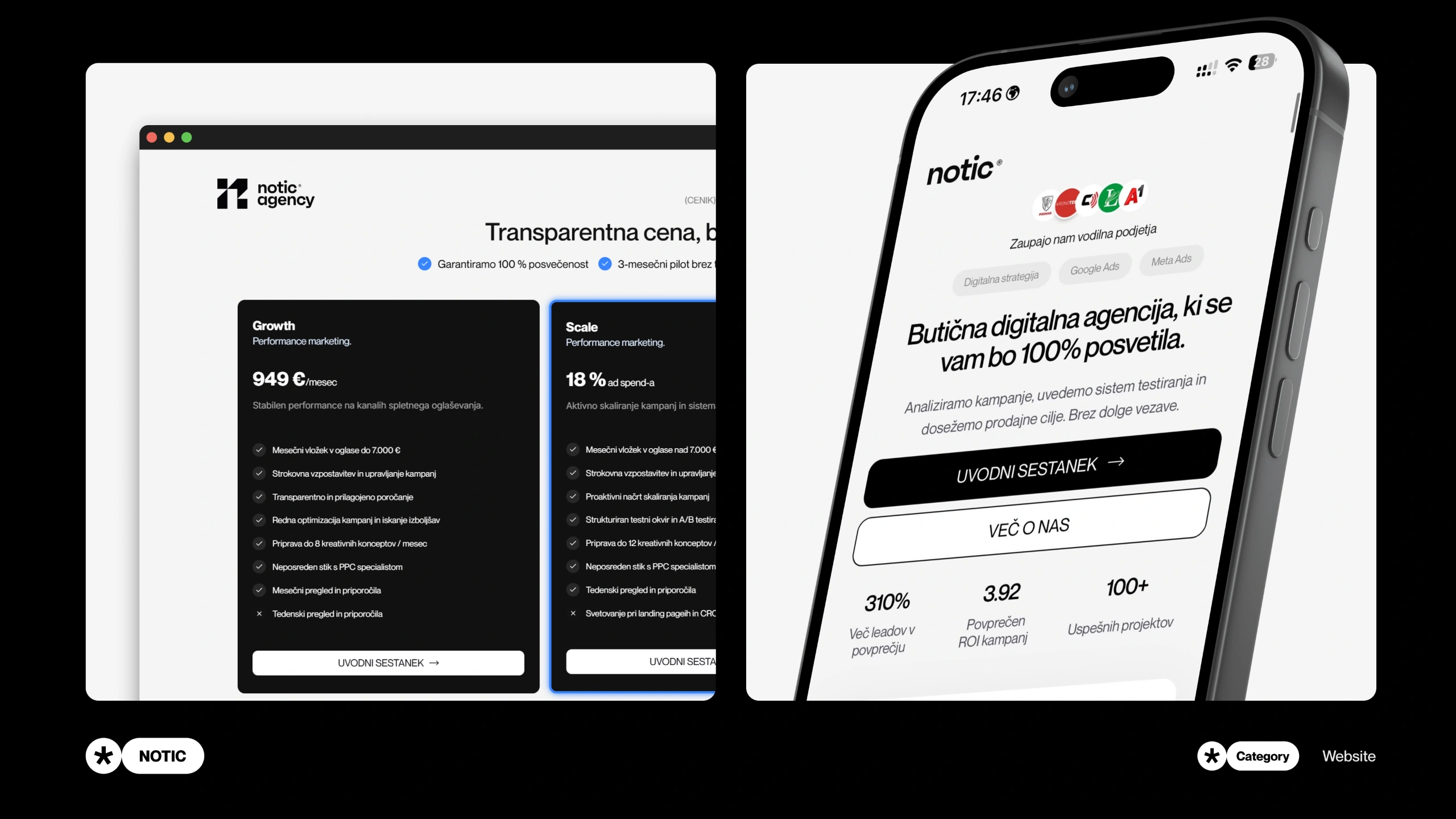 B2B lead generation landing pages for Notic Agency: Project hero by Nejc Ovnik (NEITS)